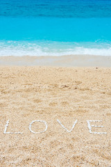 Beautiful blue sea. Kavalikefta beach. Love sea. Lefkada Island, Greece.