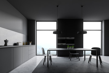 Loft dark gray kitchen with table