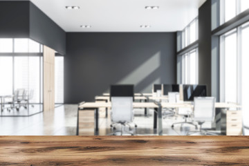 Grey blurred open space office interior