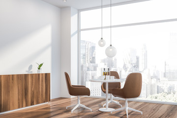 White panoramic dining room corner