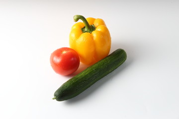 fresh vegetables on white background