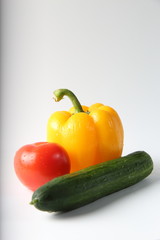 fresh vegetables on white background