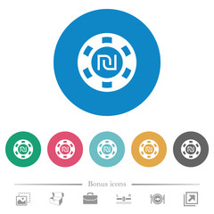 New Shekel casino chip flat round icons
