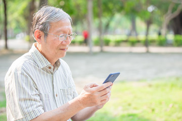 Older man use cellphone