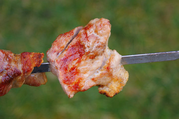 Georgian food. Grilled pork on skewers (shashlik). Popular dish of Georgian cuisine.