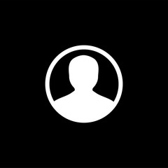 Avatar Flat Icon On Black Background. Black Style Vector Illustration