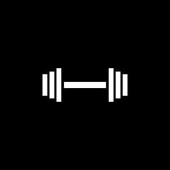 Barbell Line Icon On Black Background. Black Flat Style Vector Illustration