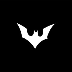 Bat Icon On Black Background. Black Flat Style Vector Illustration