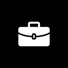 Briefcase Icon On Black Background. Black Flat Style Vector Illustration
