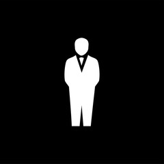 Businessman Icon On Black Background. Black Flat Style Vector Illustration