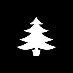 Obraz premium Christmas Tree Icon On Black Background. Black Flat Style Vector Illustration.