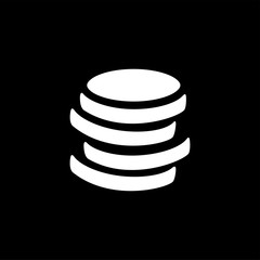 Coin Icon On Black Background. Black Flat Style Vector Illustration.