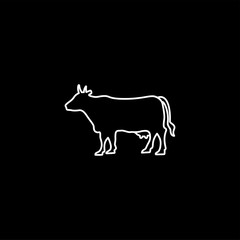 Obraz premium Cow Line Icon On Black Background. Black Flat Style Vector Illustration.