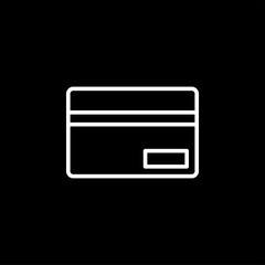 Credit Card Line Icon On Black Background. Black Flat Style Vector Illustration.
