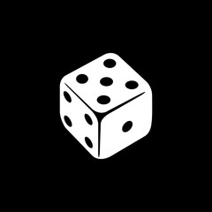 Casino Dice Icon On Black Background. Black Flat Style Vector Illustration