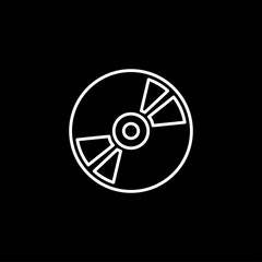 Fototapeta premium DVD or CD Line Icon On Black Background. Black Flat Style Vector Illustration.
