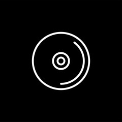 DVD or CD Line Icon On Black Background. Black Flat Style Vector Illustration.