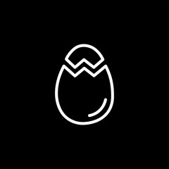 Egg Line Icon On Black Background. Black Flat Style Vector Illustration.