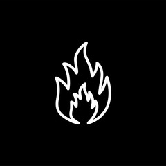 Fire Line Icon On Black Background. Black Flat Style Vector Illustration.