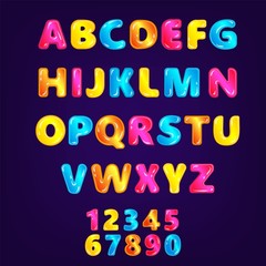 Wonderland fairy ABC or font in rainbow colors vector illustration isolated.