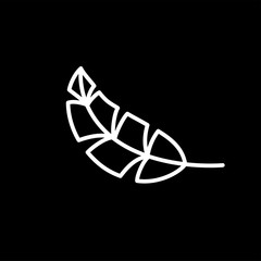 Leaf Line Icon On Black Background. Black Flat Style Vector Illustration.
