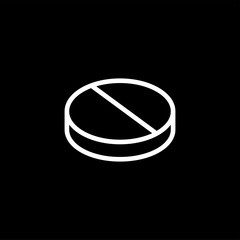Medicine Line Icon On Black Background. Black Flat Style Vector Illustration.