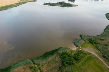 Lake fishing, calm scene of a lake in western Poland.
