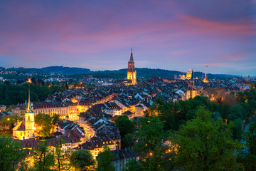 Obraz premium City of Bern skyline with a dramatic sky in Bern, Switzerland