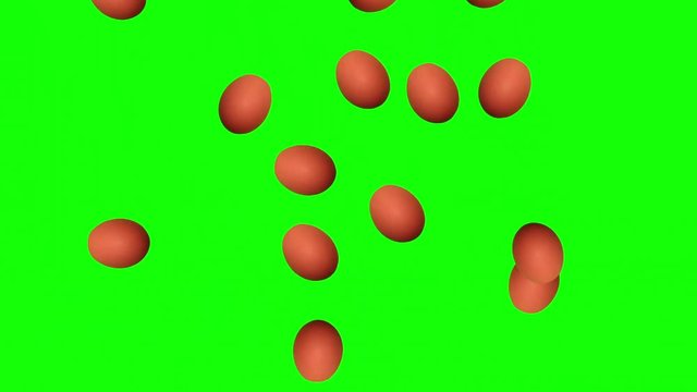 Eggs falling on green background.  Can be used for text elements or overlays on your video project. Health concept
