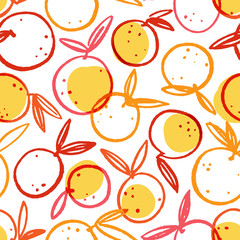 Citrus fruits. Hand drawn seamless pattern for creative design of posters, cards, invitation, prints, websites, wallpapers. Vector illustration.