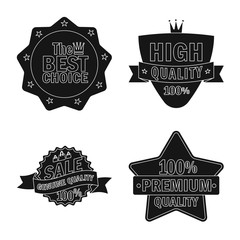 Isolated object of emblem and badge sign. Collection of emblem and sticker stock vector illustration.