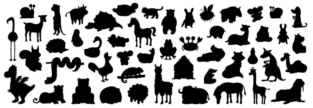 Set of Animals silhouette. isolated on white background