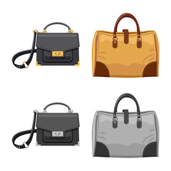 Isolated object of suitcase and baggage symbol. Set of suitcase and journey stock symbol for web.