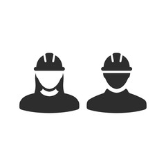 Fototapeta premium Construction worker icon template black color editable. Construction worker symbol Flat vector sign isolated on white background. Simple logo vector illustration for graphic and web design.