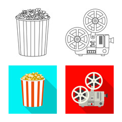 Isolated object of television and filming symbol. Set of television and viewing stock vector illustration.