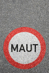 Maut Straße City Mautstraße bezahlen saubere Luft Hochformat Maut-Straße Autobahn Schild Zone