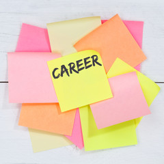 Career opportunities goals success and development business concept desk note paper