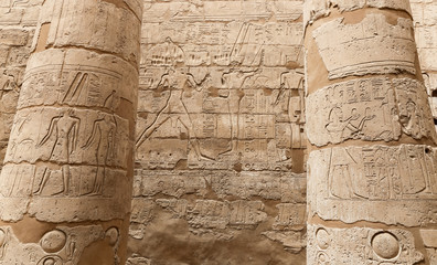 Egyptian Hieroglyphs in Luxor Temple, Luxor, Egypt