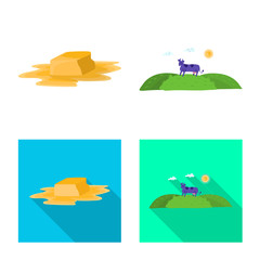 Vector illustration of creamy and product sign. Collection of creamy and farm stock symbol for web.