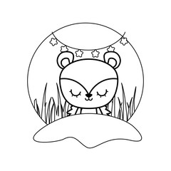 cute porcupine animal with garlands hanging