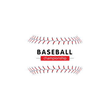 Baseball championship banner - isolated softball seam laces without the ball and text template