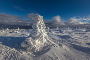 Jeseniky Mountains in winter snow landscape sun 