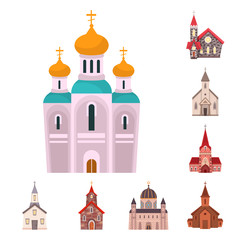 Isolated object of religion and building symbol. Set of religion and faith stock vector illustration.