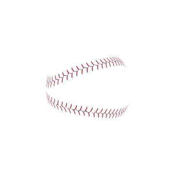 Baseball's softball lace or red stitches the vector illustration isolated.