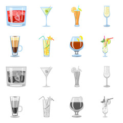 Vector illustration of liquor and restaurant icon. Collection of liquor and ingredient vector icon for stock.