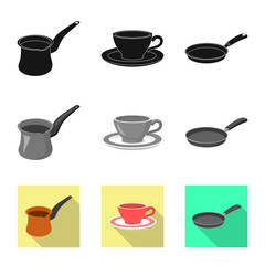 Isolated object of kitchen and cook logo. Set of kitchen and appliance stock symbol for web.