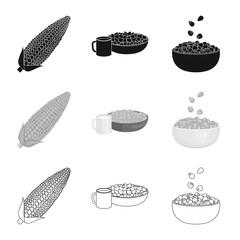 Vector design of cornfield and vegetable sign. Collection of cornfield and vegetarian stock vector illustration.