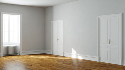 Bright empty room in old apartment