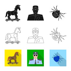 Vector illustration of virus and secure sign. Set of virus and cyber vector icon for stock.