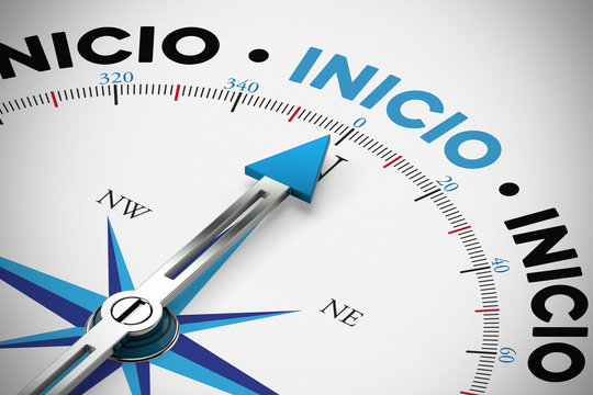 Inicio / Start as a concept on a compass